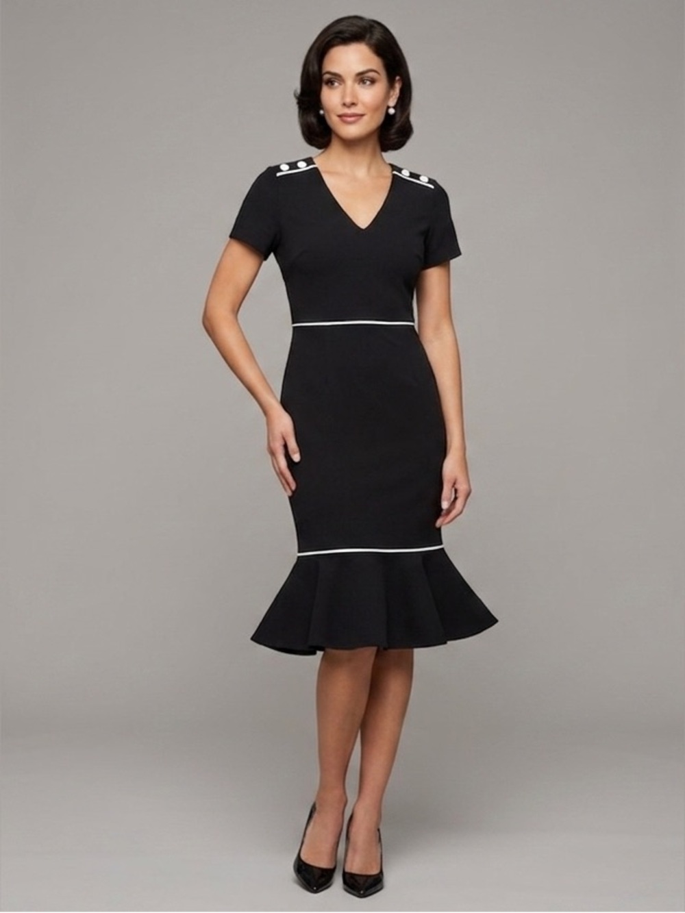 Black Dress with White Accents